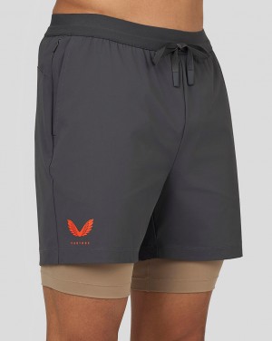 Castore Flow 2-in-1 Shorts Gunmetal | FWMXZ1672