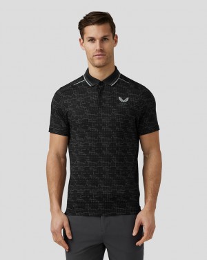 Castore Golf Printed Tech Polo Mustat | DMNOZ8061