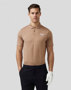 Castore Golf Yarn Dye Stripe Polo Clay | PTYVR7982