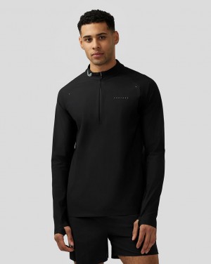 Castore Zone Ventilation Quarter Zip Mustat | GQMEJ9216