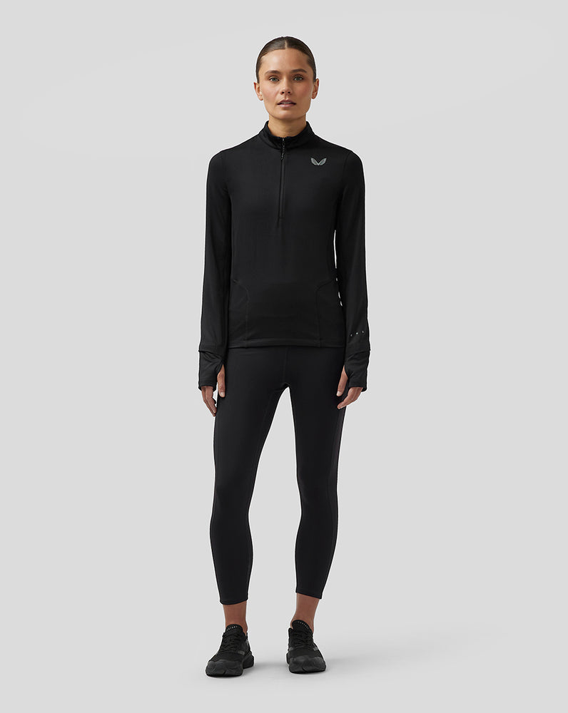 Castore Active Long Sleeve Half Zip Midlayer Top Mustat | LPBIC2371