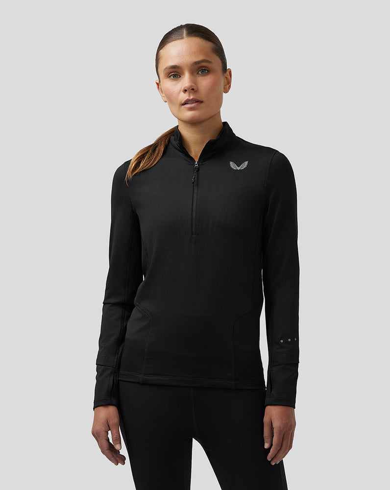 Castore Active Long Sleeve Half Zip Midlayer Top Mustat | LPBIC2371