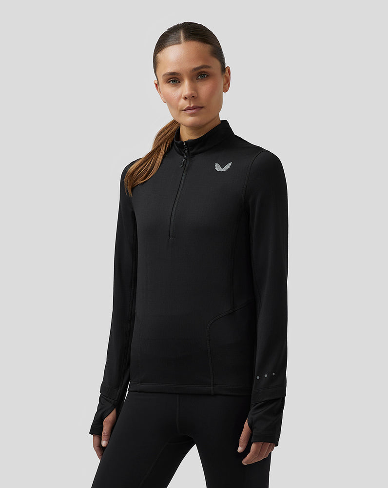 Castore Active Long Sleeve Half Zip Midlayer Top Mustat | LPBIC2371