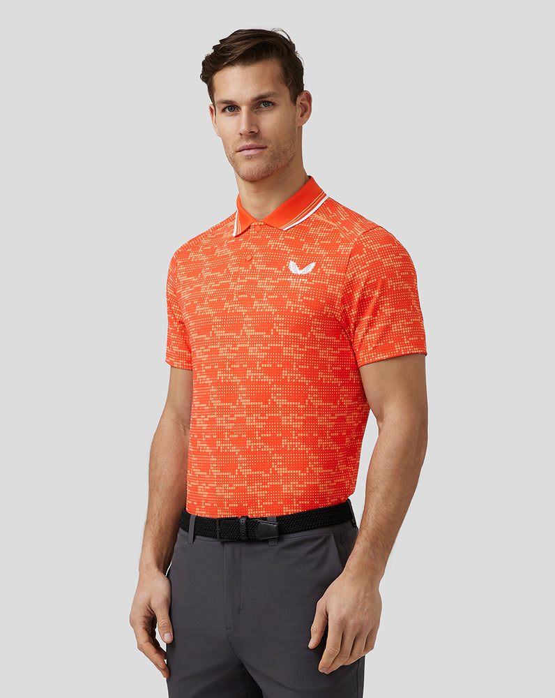 Castore Golf Printed Tech Polo Syvä Oranssi | TNYCW2867