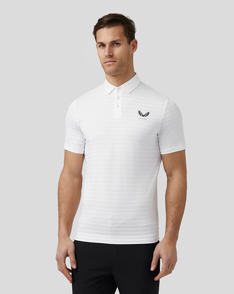 Castore Golf Textured Pique Stripe Polo Valkoinen | DFYCU5308