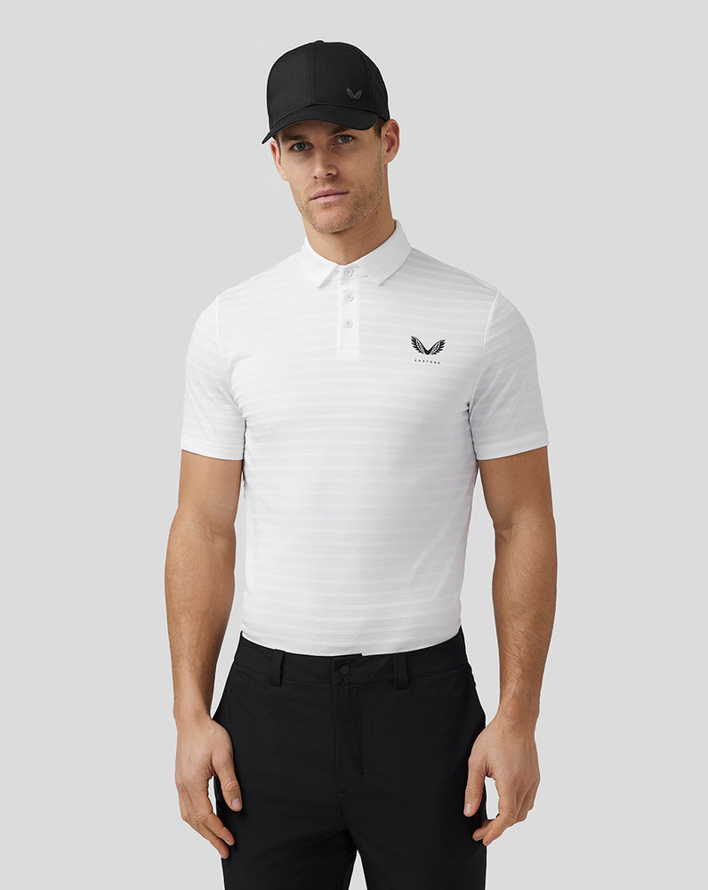 Castore Golf Textured Pique Stripe Polo Valkoinen | DFYCU5308