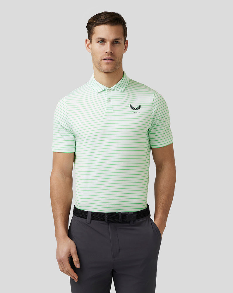 Castore Golf Yarn Dye Stripe Polo Lime | EQHFG4952